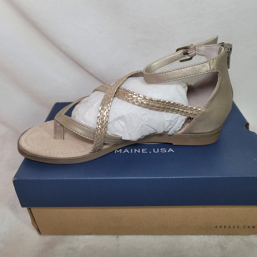 G.H. Bass Y3K Metallic Gold Strappy Gladiator Sandals Cushion Step 8.5W Resort